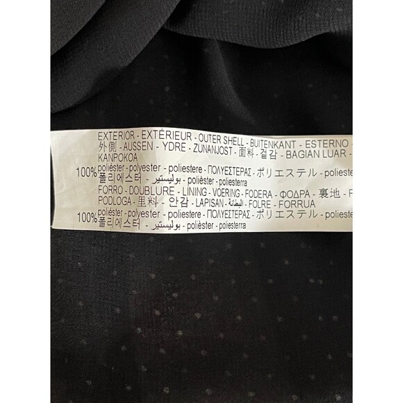 ZARA Ruffled Dress Size XL Black Micro Dot Ruffled Neck Sheer Ruffled Sleeves - Picture 14 of 16